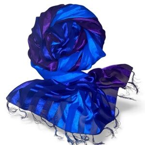 FASHION SCARF/WRAP in Ombré Luxurious Peacock Blue and Purple 66”x 42”